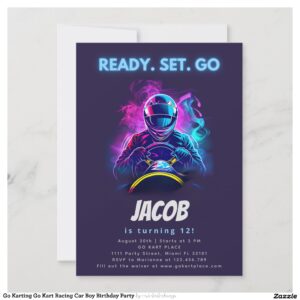 Go Karting Go Kart Racing Car Boy Birthday Party Invitation