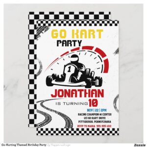 Go-Karting Themed Birthday Party Invitation