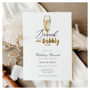 Gold Brunch and Bubbly Champagne Wedding Brunch Invitation
