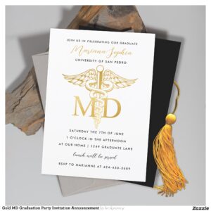 Gold MD Graduation Party Invitation Announcement