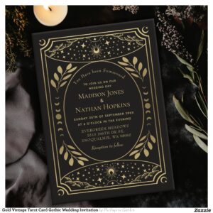 Gold Vintage Tarot Card Gothic Wedding Invitation