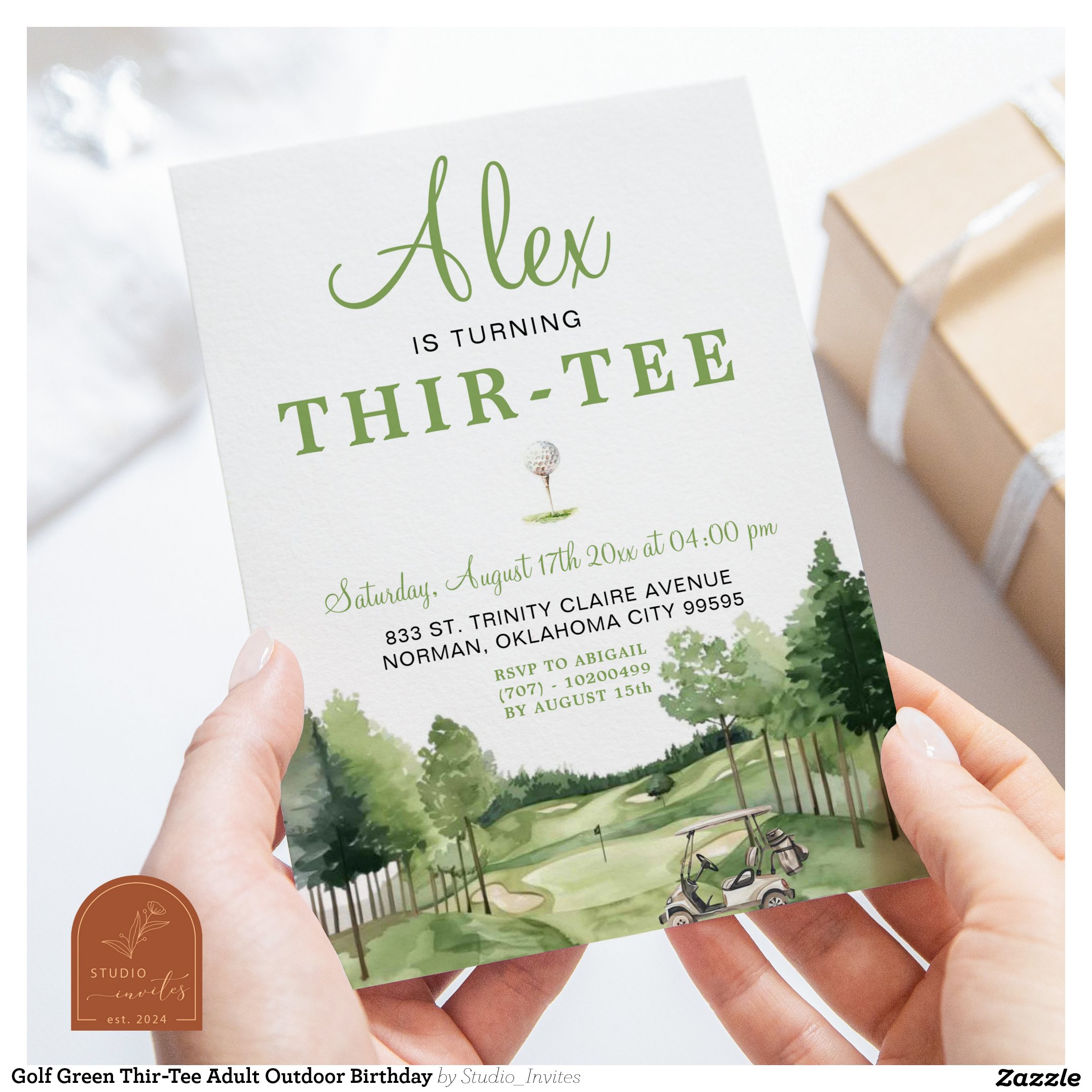 Golf Green Thir-Tee Adult Outdoor Birthday Invitation