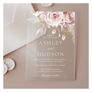 Gorgeous Dusty Rose & Blush Wedding Acrylic Invitations