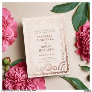 Gorgeous Papel Picado Boda Wedding REAL Foil Invitation