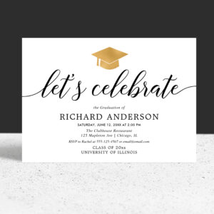 Graduation party, Let's Celebrate simple modern Invitation