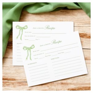 Green Bow Tying the Knot Bridal Shower Recipe Enclosure Card