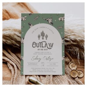 Green Western Baby Shower Invitation