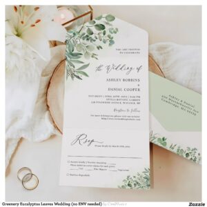 Greenery Eucalyptus Leaves Wedding (no ENV needed) All In One Invitation