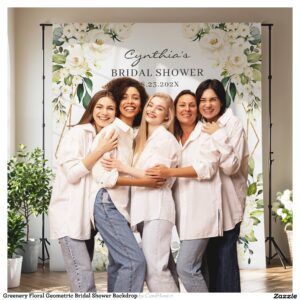 Greenery Floral Geometric Bridal Shower Backdrop