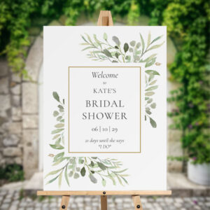 Greenery Watercolor Bridal Shower Welcome Sign