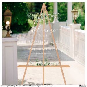 Greenery Wedding Rehearsal Dinner Welcome Sign