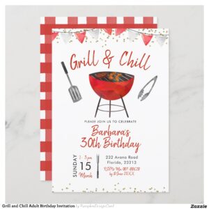 Grill and Chill Adult Birthday Invitation
