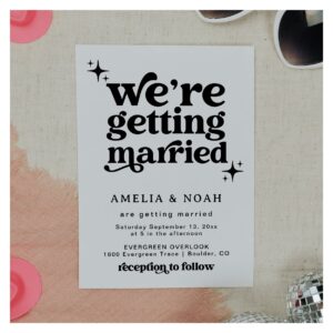 Groovy Retro Font Wedding Invitation