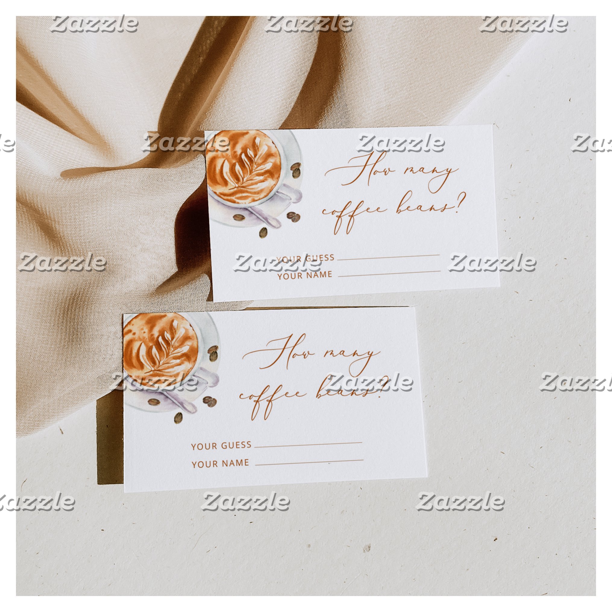 Guess how many coffee beans bridal shower game enclosure card
