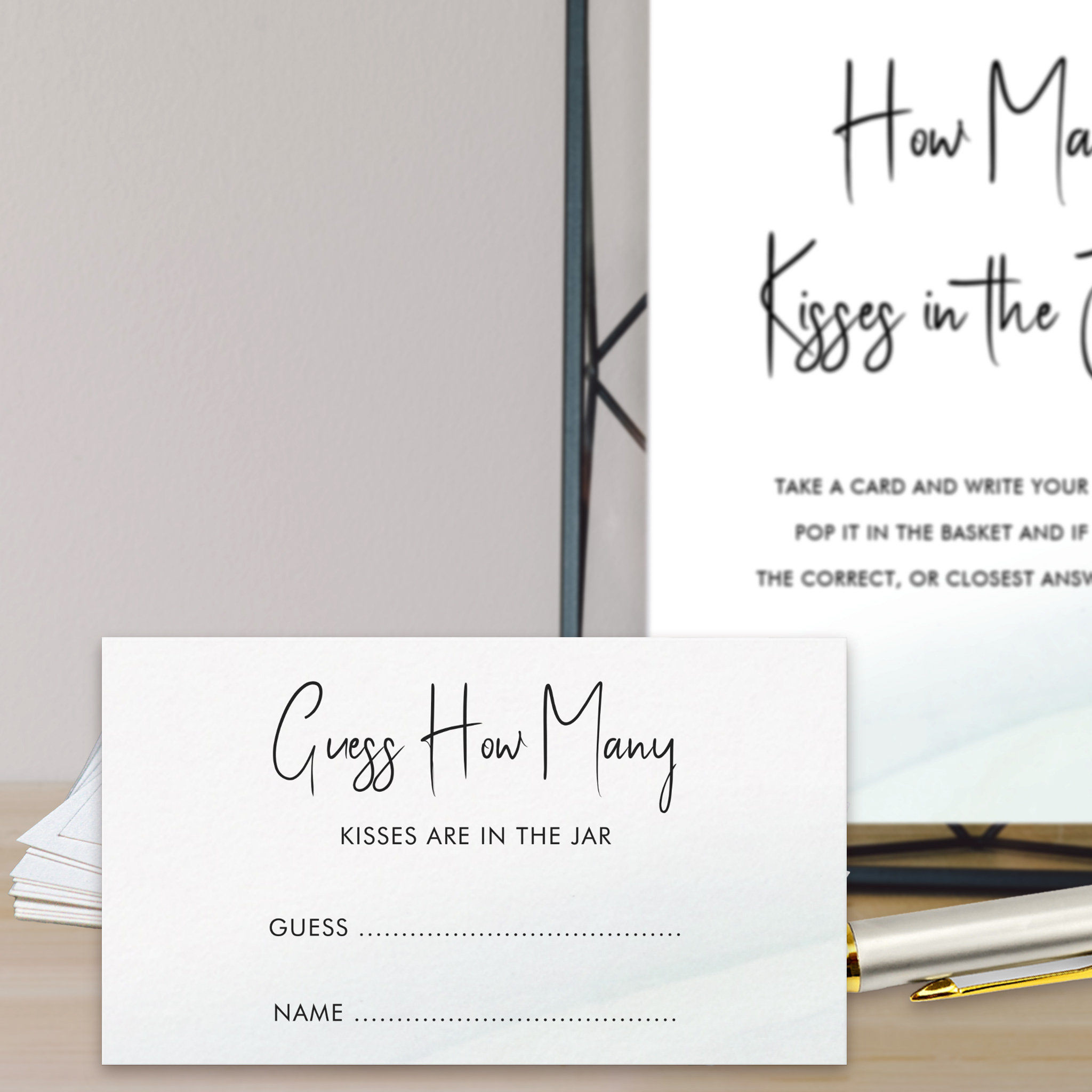 Guess How Many Green Wash Bridal Shower Game Card