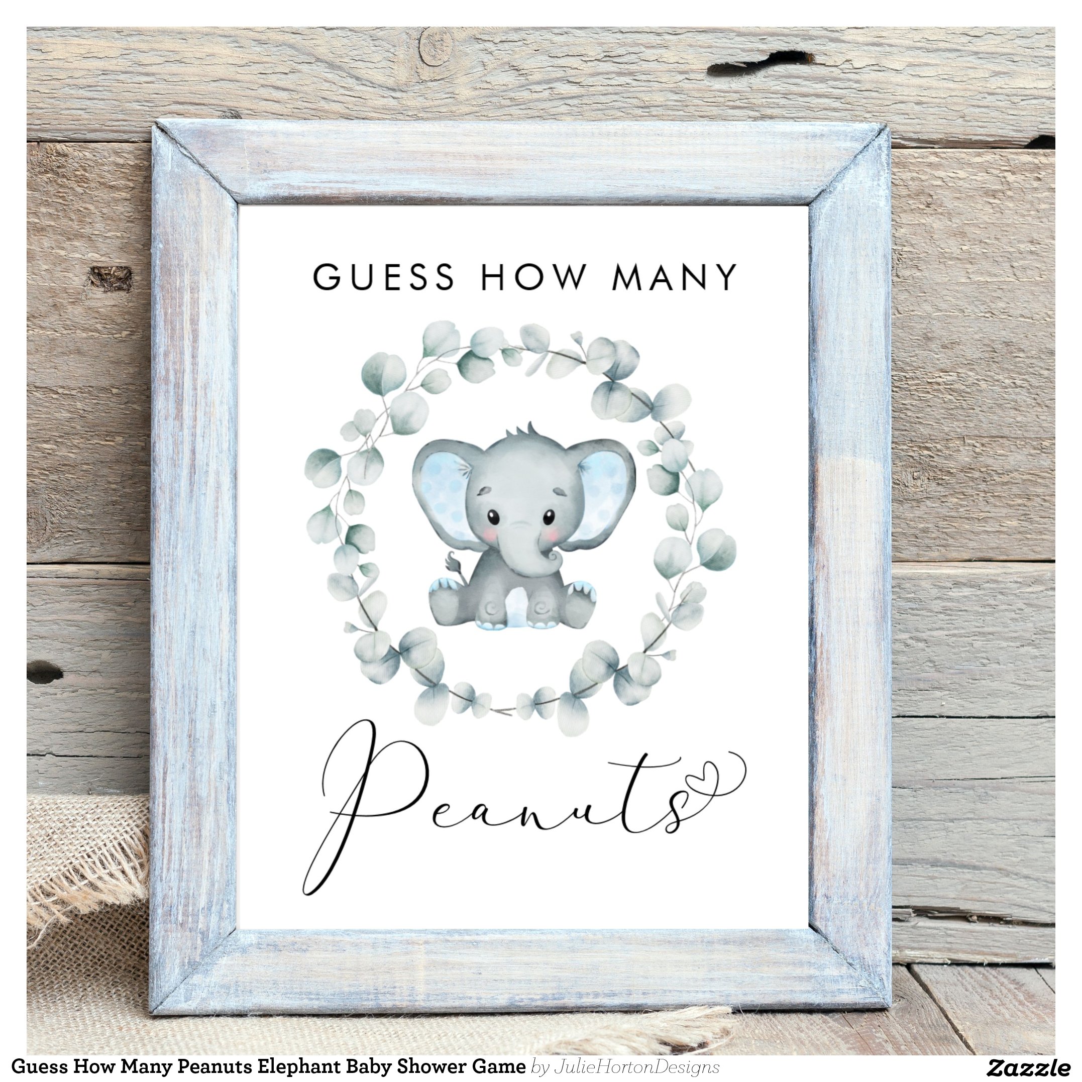 Guess How Many Peanuts Elephant Baby Shower Game Poster