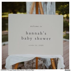 HANNAH Vintage Simple Baby Shower Welcome Sign