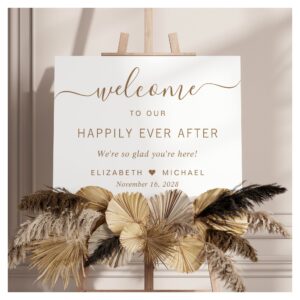 Happily Ever After Gold Script Wedding Welcome Foam Board