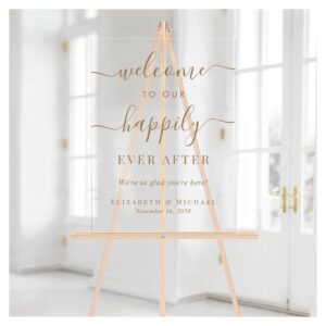 Happily Ever After Gold Wedding Welcome Acrylic Sign
