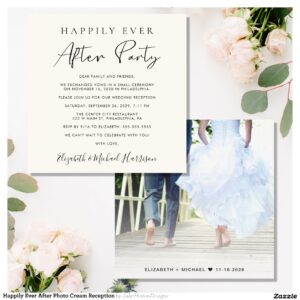 Happily Ever After Photo Cream Reception Invitation