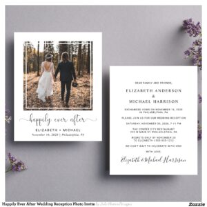 Happily Ever After Wedding Reception Photo Invite
