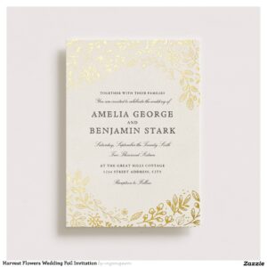 Harvest Flowers Wedding Foil Invitation