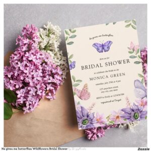 He gives me butterflies Wildflowers Bridal Shower Invitation