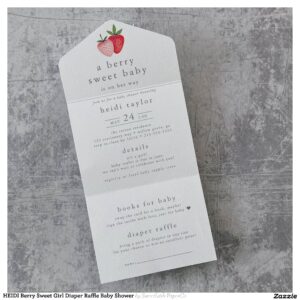 HEIDI Berry Sweet Girl Diaper Raffle Baby Shower All In One Invitation
