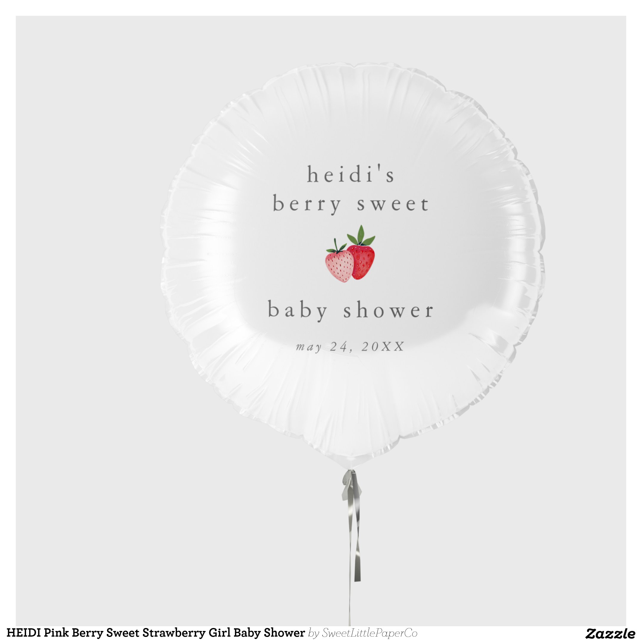 HEIDI Pink Berry Sweet Strawberry Girl Baby Shower Balloon