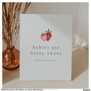 HEIDI Strawberry Girl Babies are Sweet Baby Shower Pedestal Sign
