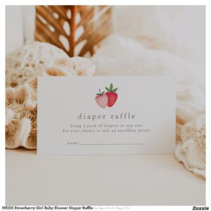 HEIDI Strawberry Girl Baby Shower Diaper Raffle Enclosure Card
