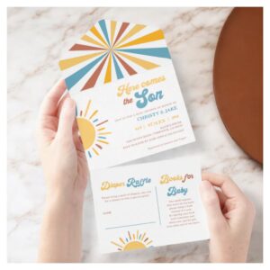 Here Comes The Son Boy Baby Shower All In One Invitation