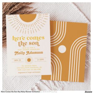 Here Comes the Son Boy Baby Shower Invitation