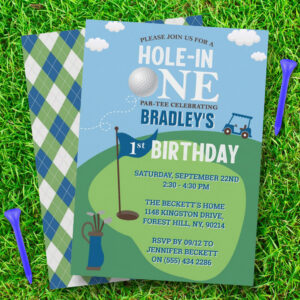Hole In One Golf 1st Birthday Invitation