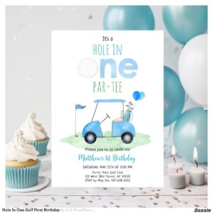 Hole In One Golf First Birthday Invitation