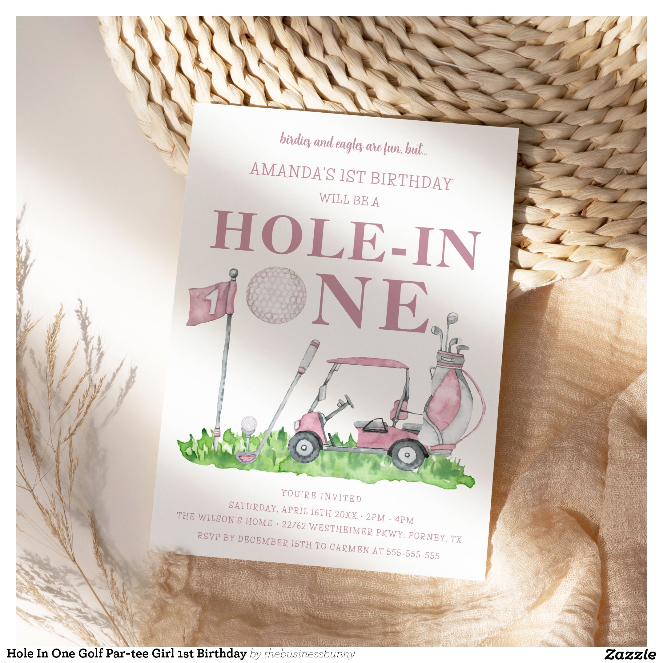 Hole In One Golf Par-tee Girl 1st Birthday Invitation