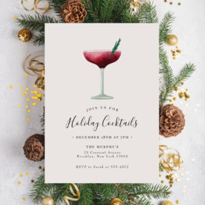 Holiday Cocktails Festive Drinks Christmas Party Invitation