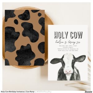 Holy Cow Birthday Invitation   Cow Party