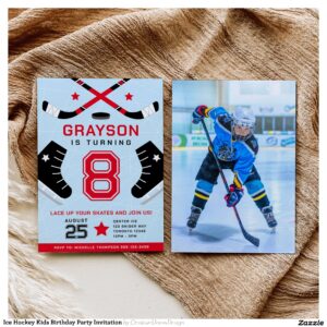 Ice Hockey Kids Birthday Party Invitation