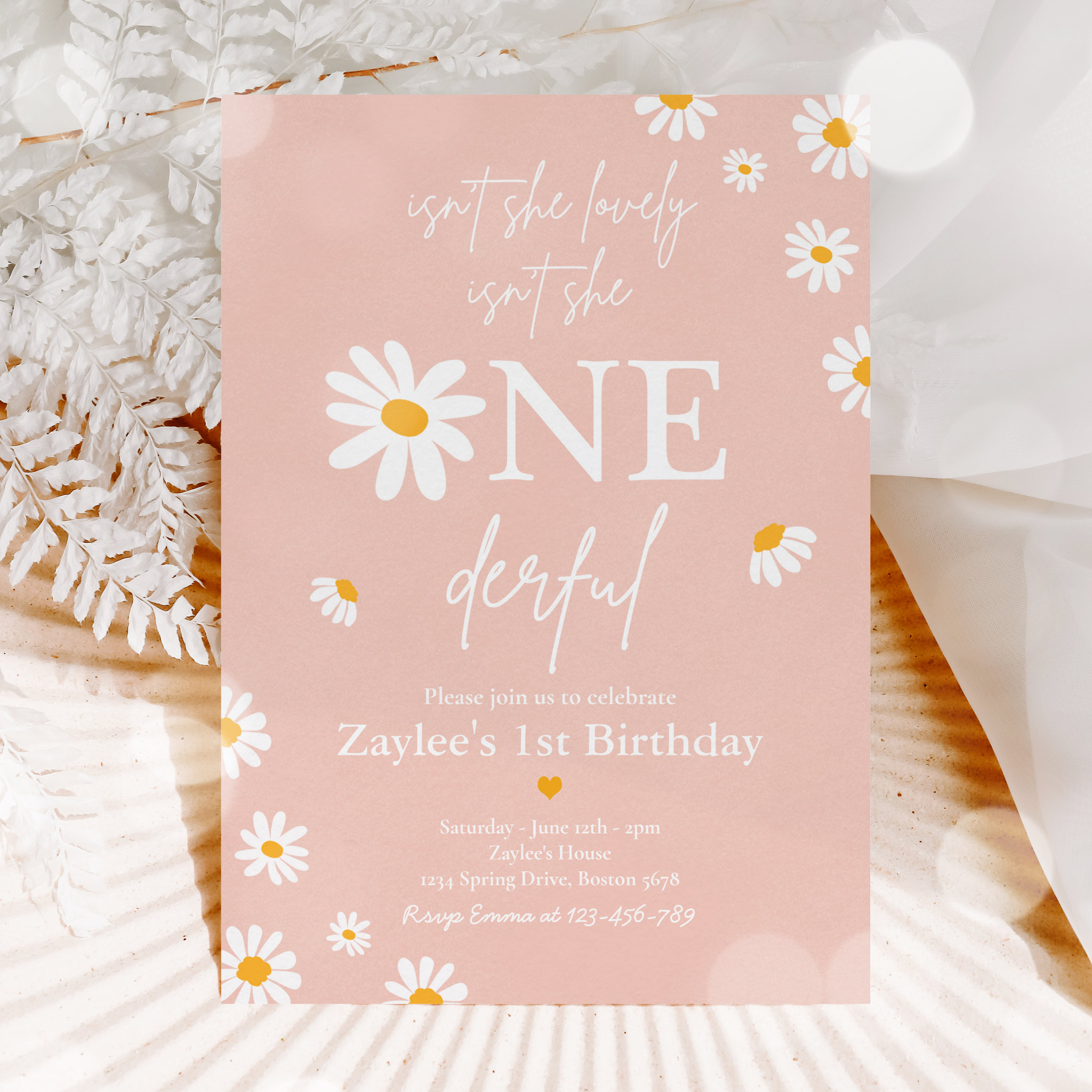 Isn't She Lovely Isn't She ONEderful Boho Birthday Invitation