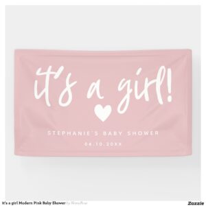 it's a girl Modern Pink Baby Shower Banner