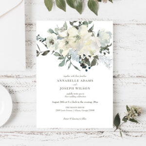 Ivory Watercolor Floral Wedding Invitation
