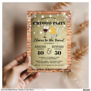 Joint Birthday Party   Cheers to the Years Invitation