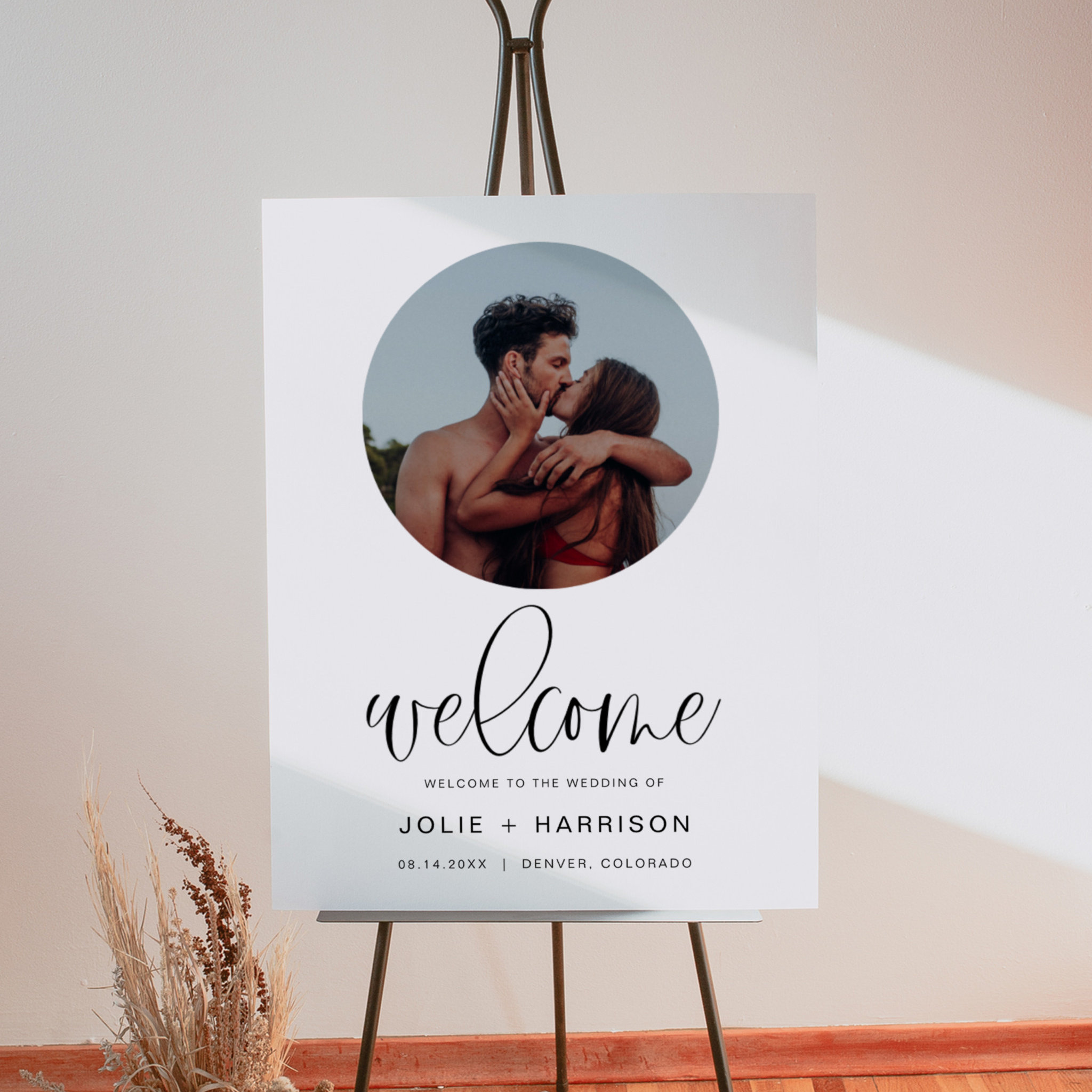 JOLIE Modern Bohemian Simple Photo Wedding Welcome Foam Board