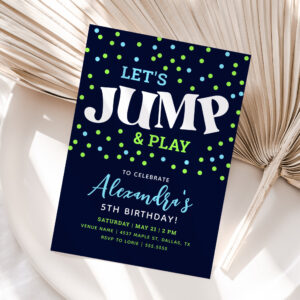 Jump Neon Trampoline Birthday Invitation