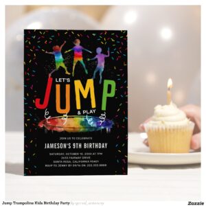 Jump Trampoline Kids Birthday Party Invitation