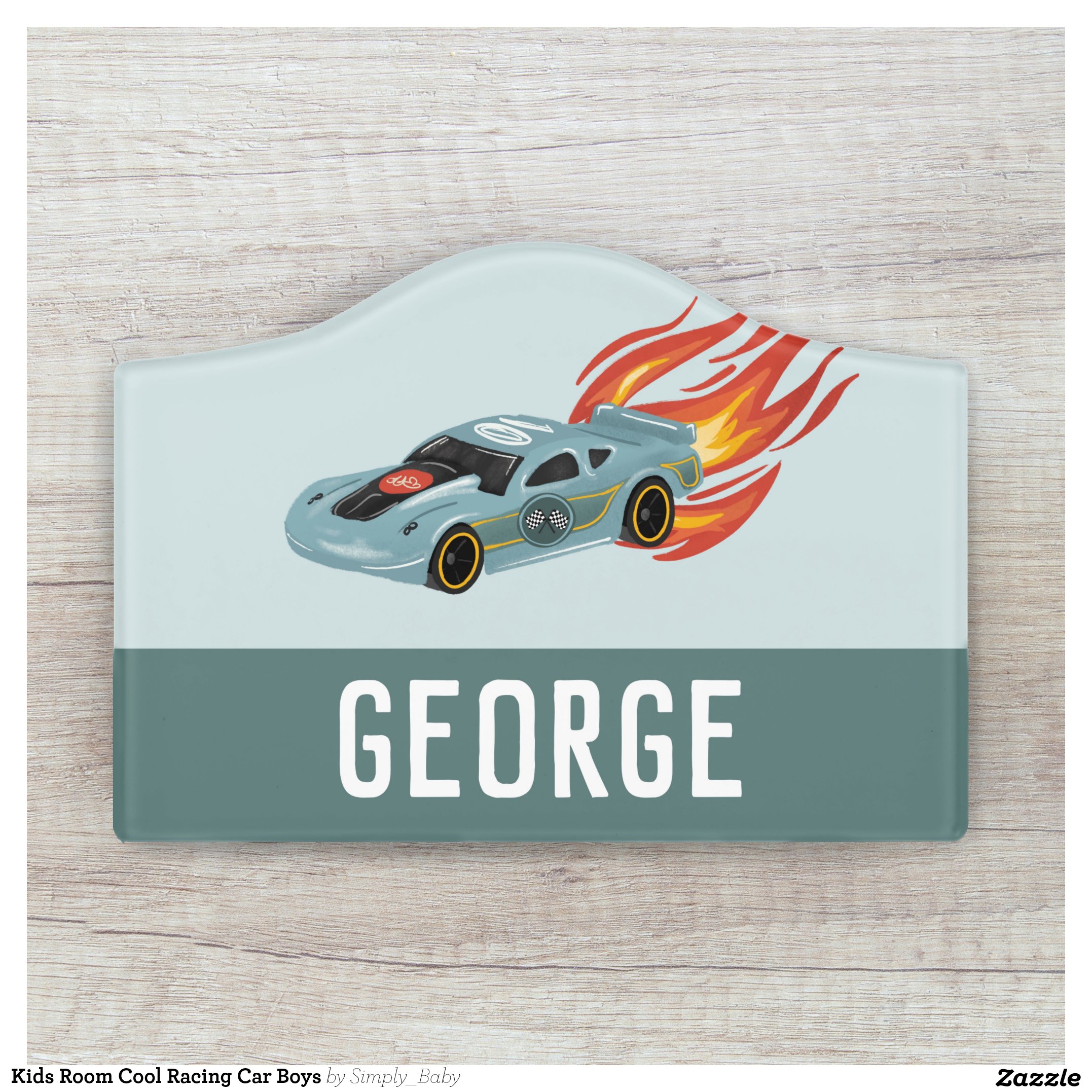 Kids Room Cool Racing Car Boys Door Sign