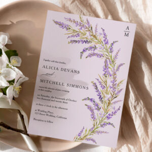 Lavender Fall autumn floral watercolor wedding  Invitation