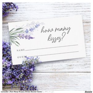 Lavender   How Many Kisses   Bridal Shower Game Enclosure Card