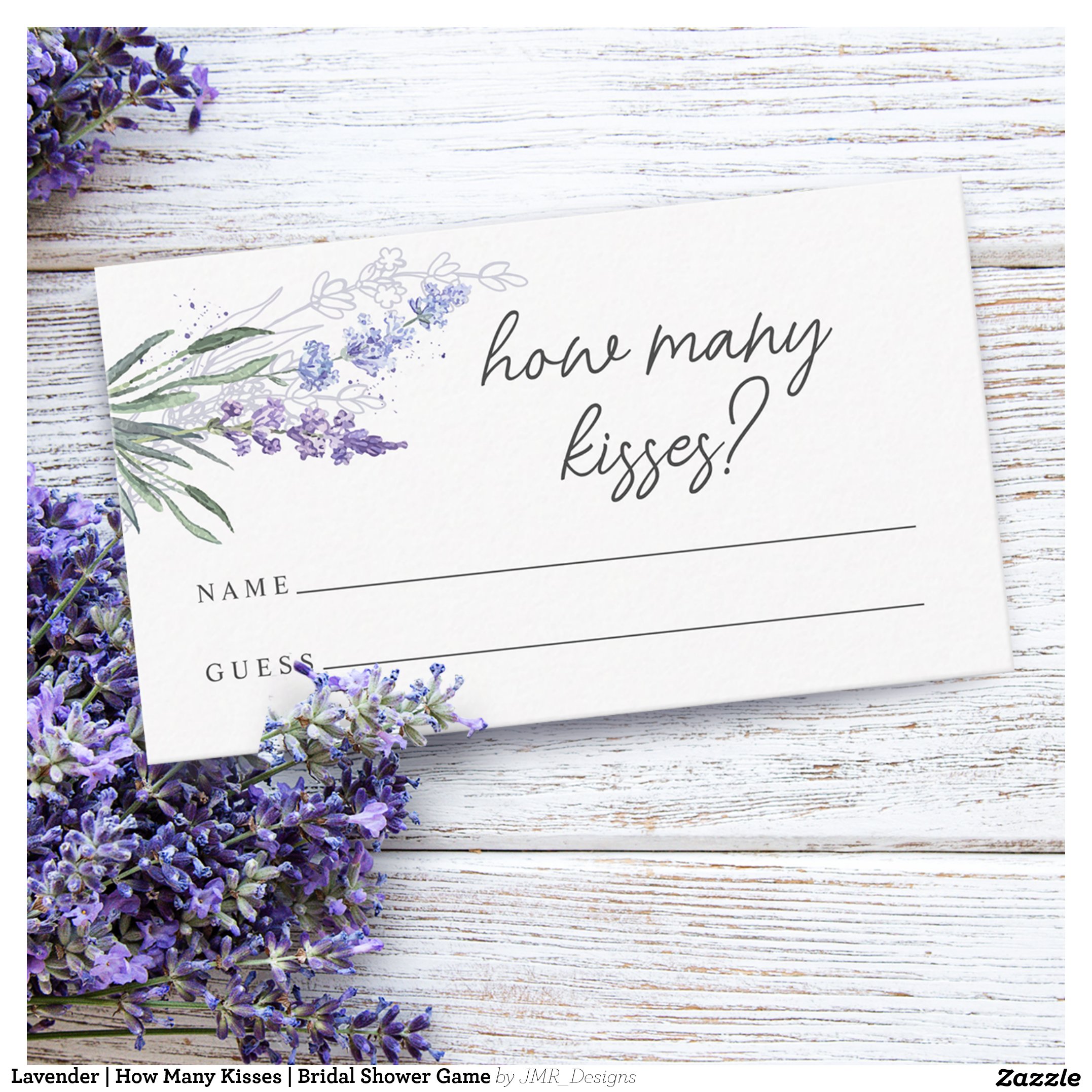 Lavender   How Many Kisses   Bridal Shower Game Enclosure Card